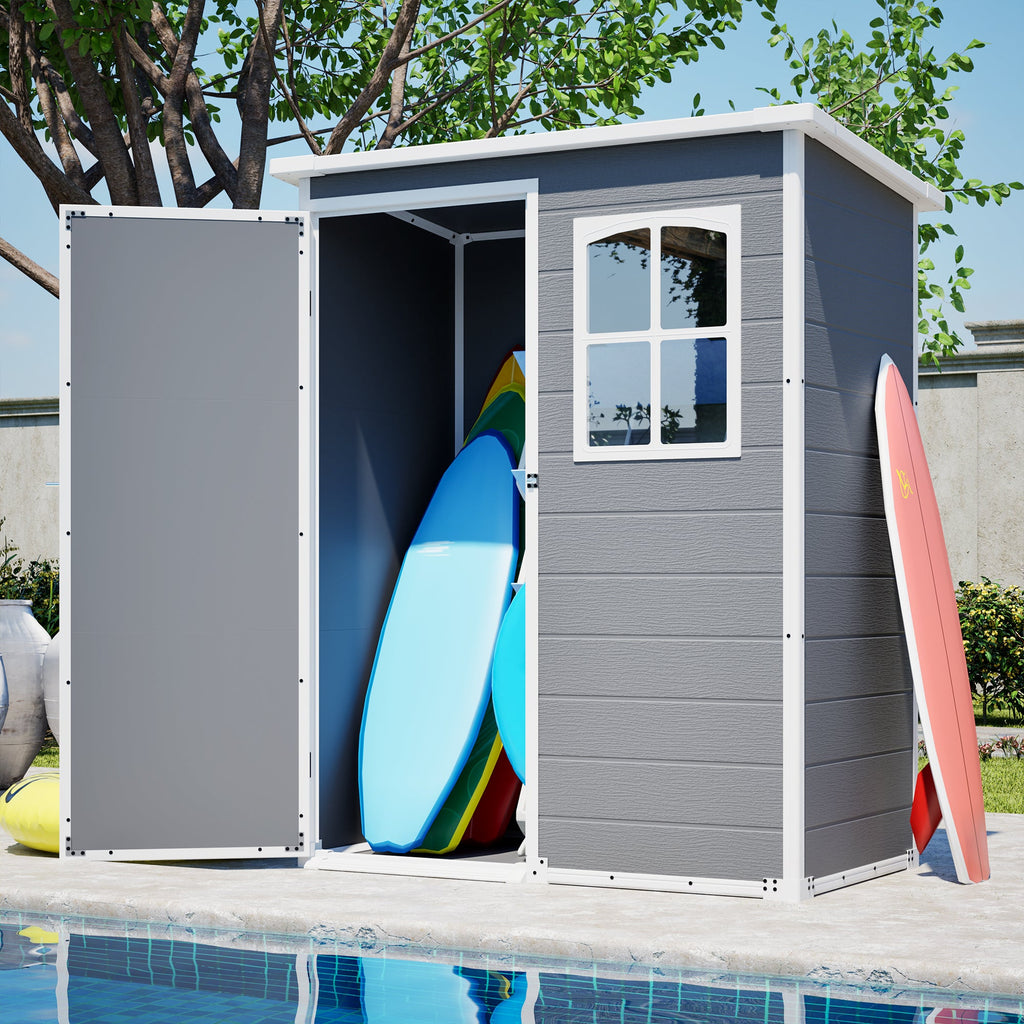 5x3ft Resin Shed with Weather-Resistant Resin - Gray