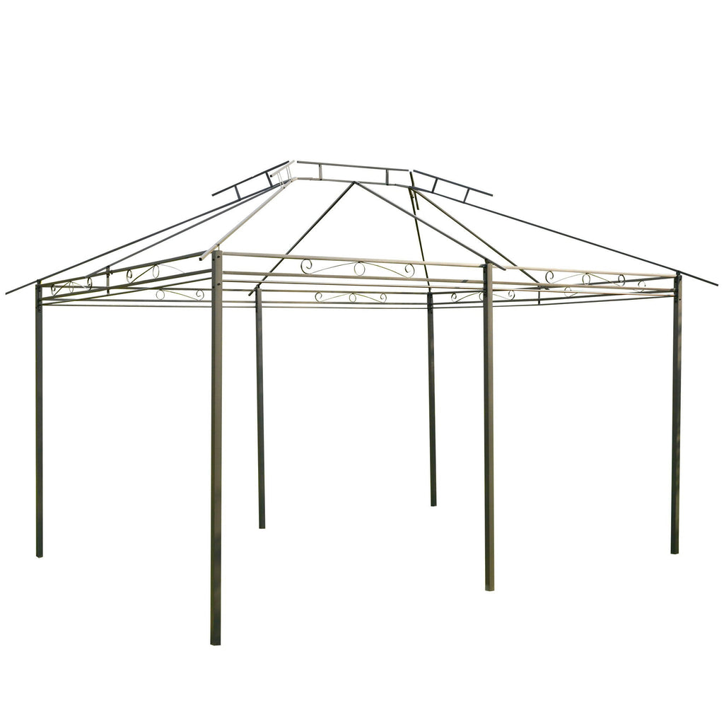 Patio Gazebo Canopy Shelter with Curtains and Vented Roof - Sage Gray