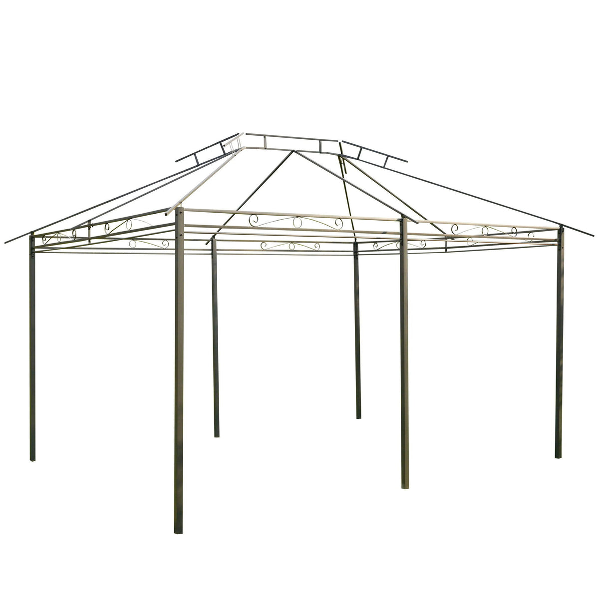 Patio Gazebo Canopy Shelter with Curtains and Vented Roof - Sage Gray