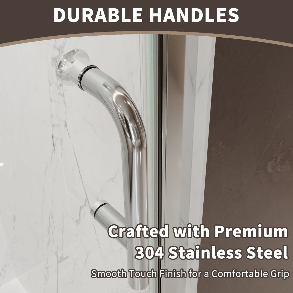 34 to 36 Inch Semi-Frameless Pivot Shower Door with Adjustable Reversible Design - Silver