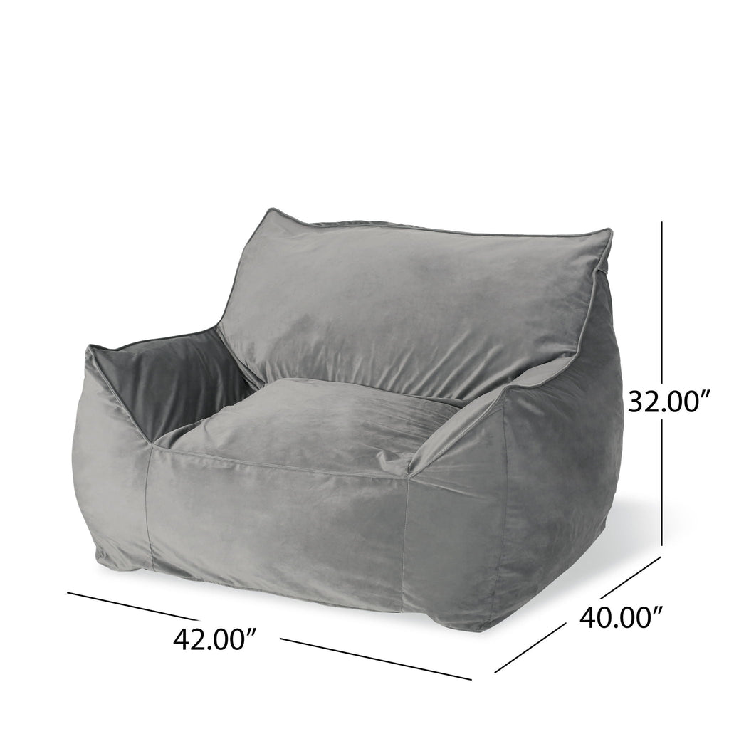 Allea Bean Bag Chair with Armrests - Fabric - Multiple Colors