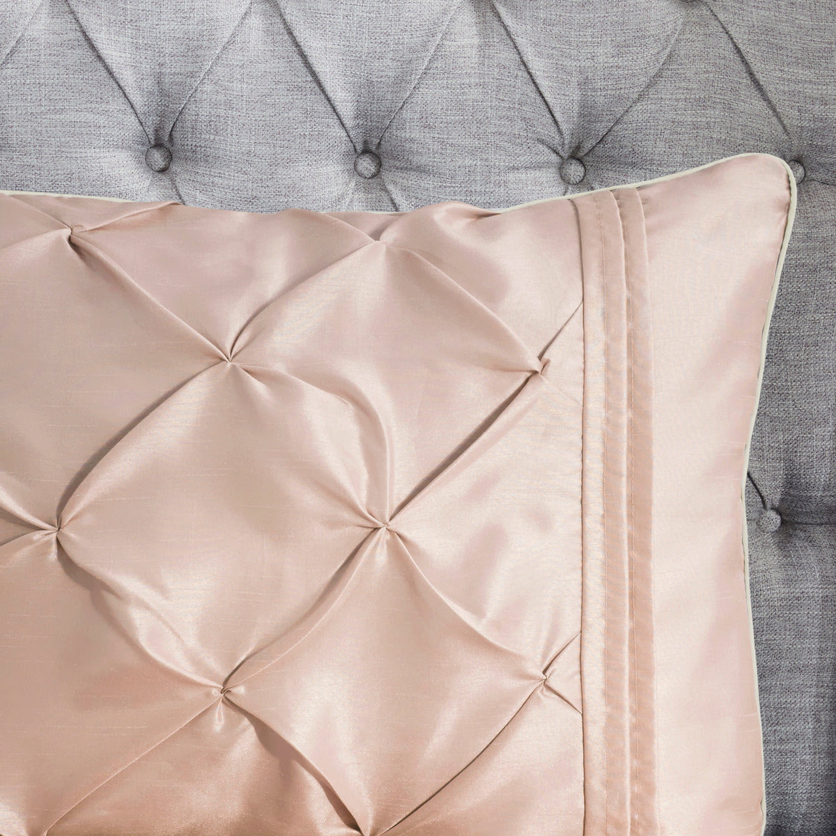 7 Piece Tufted Comforter Set Blush Full