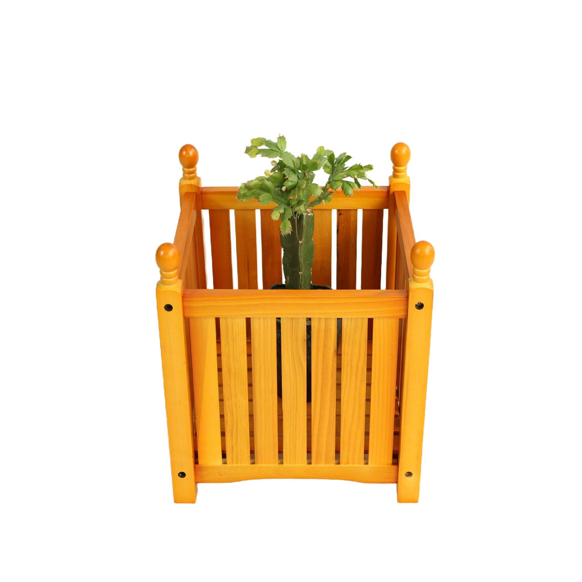 Teak Square Outdoor Flower and Herb Pot with Durable Wood Construction
