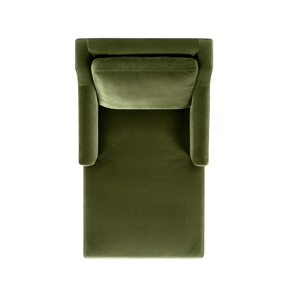 Josephine 60" Upholstered Chaise Lounge with Turned Wood Legs - Olive