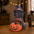 Halloween Labrador Puppy Statue with Candy Bowl - Orange-Red, Purple+Black