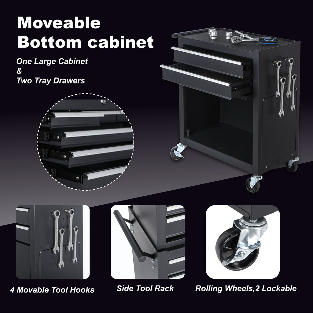 8-Drawer Rolling Tool Storage Cabinet with Detachable Top - Steel