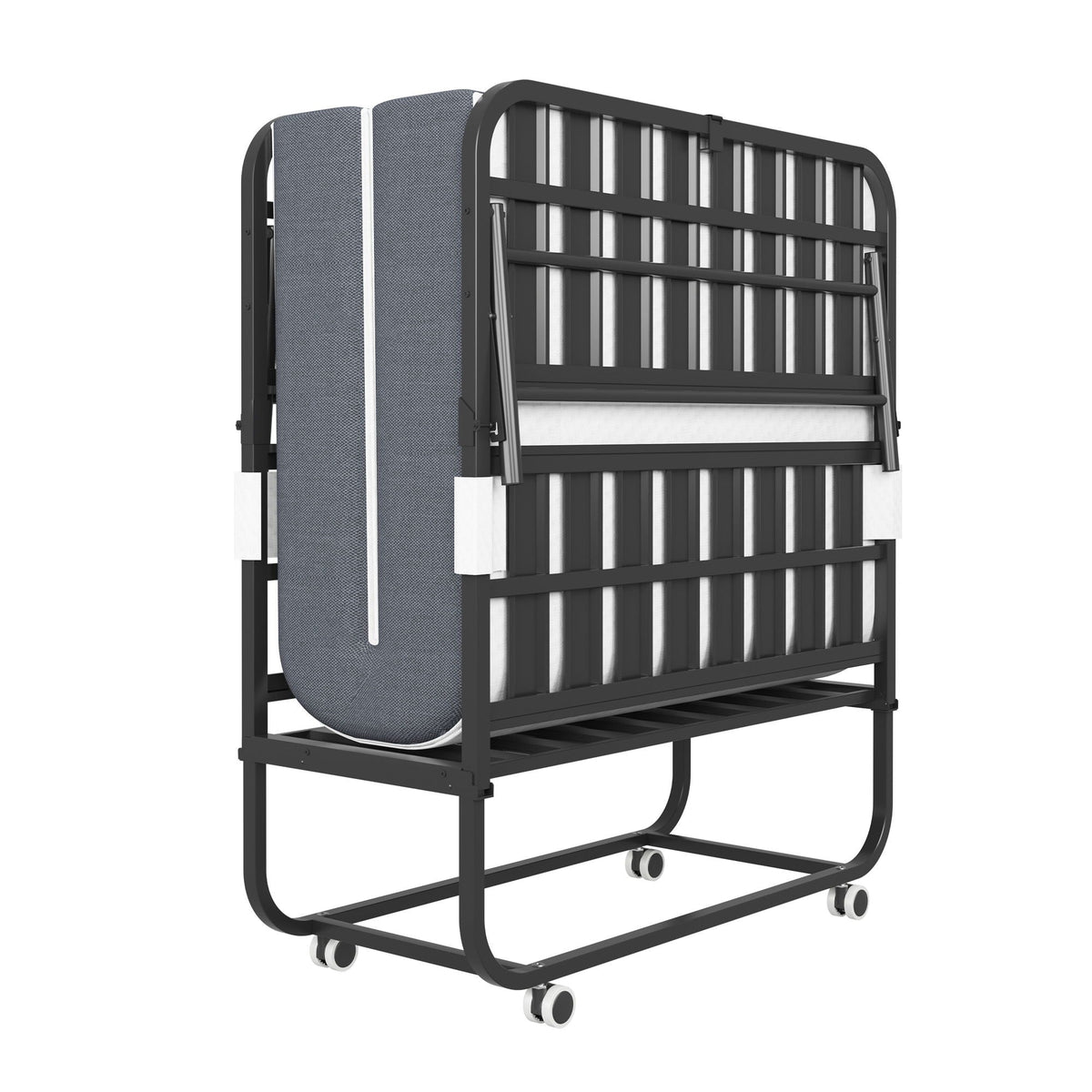 Twin Extra Long Folding Bed for Tall People with Memory Foam Mattress - Black