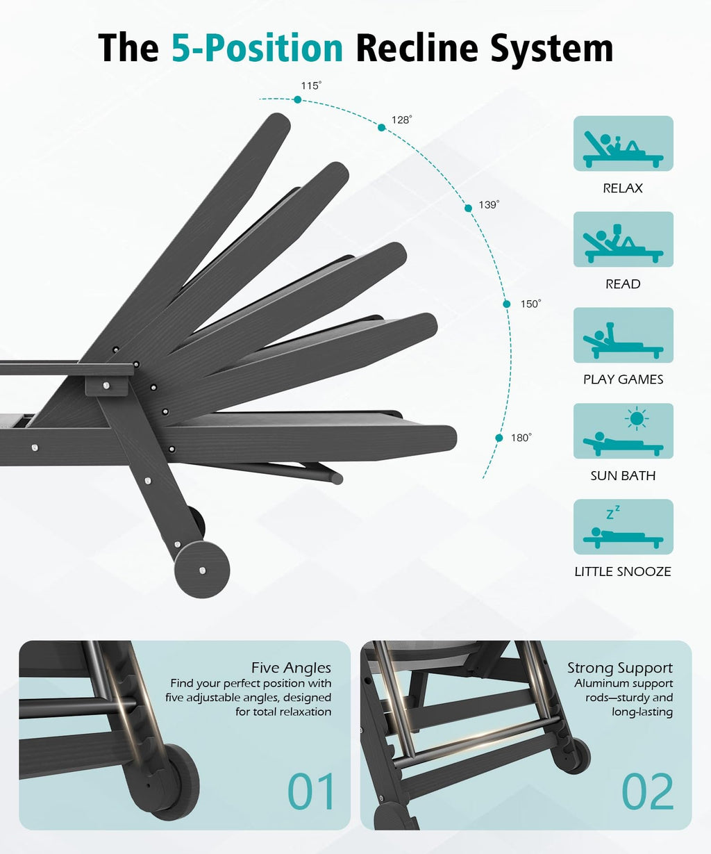HDPE Chaise Lounge Outdoor Chair