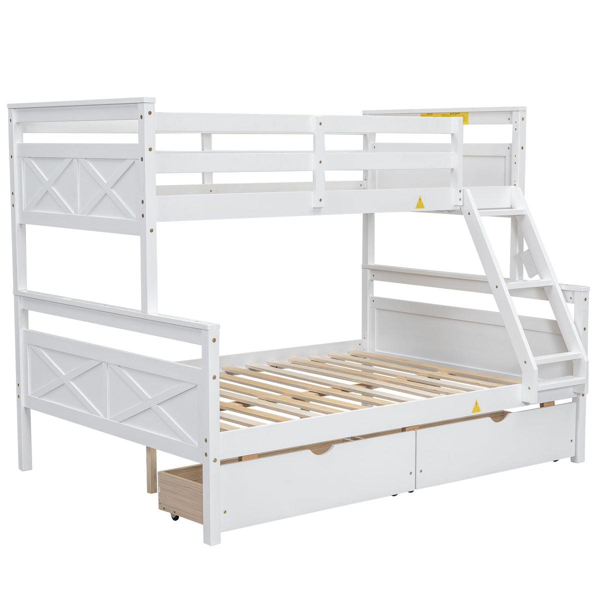 Twin Over Full Bunk Bed with Ladder and Storage Options - White or Dark Gray