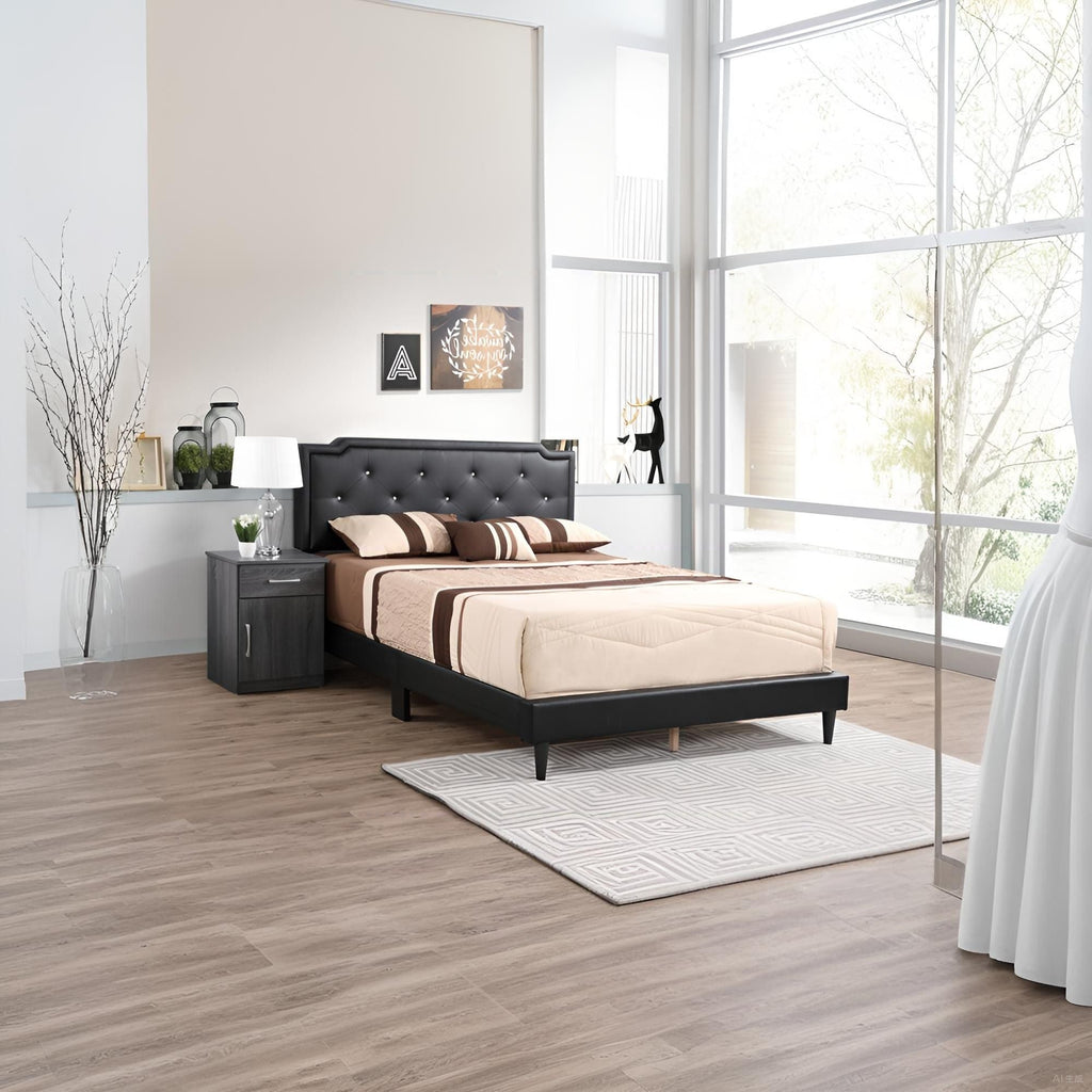 Button Tufted Upholstered Bed with Charming Design - Multiple Colors