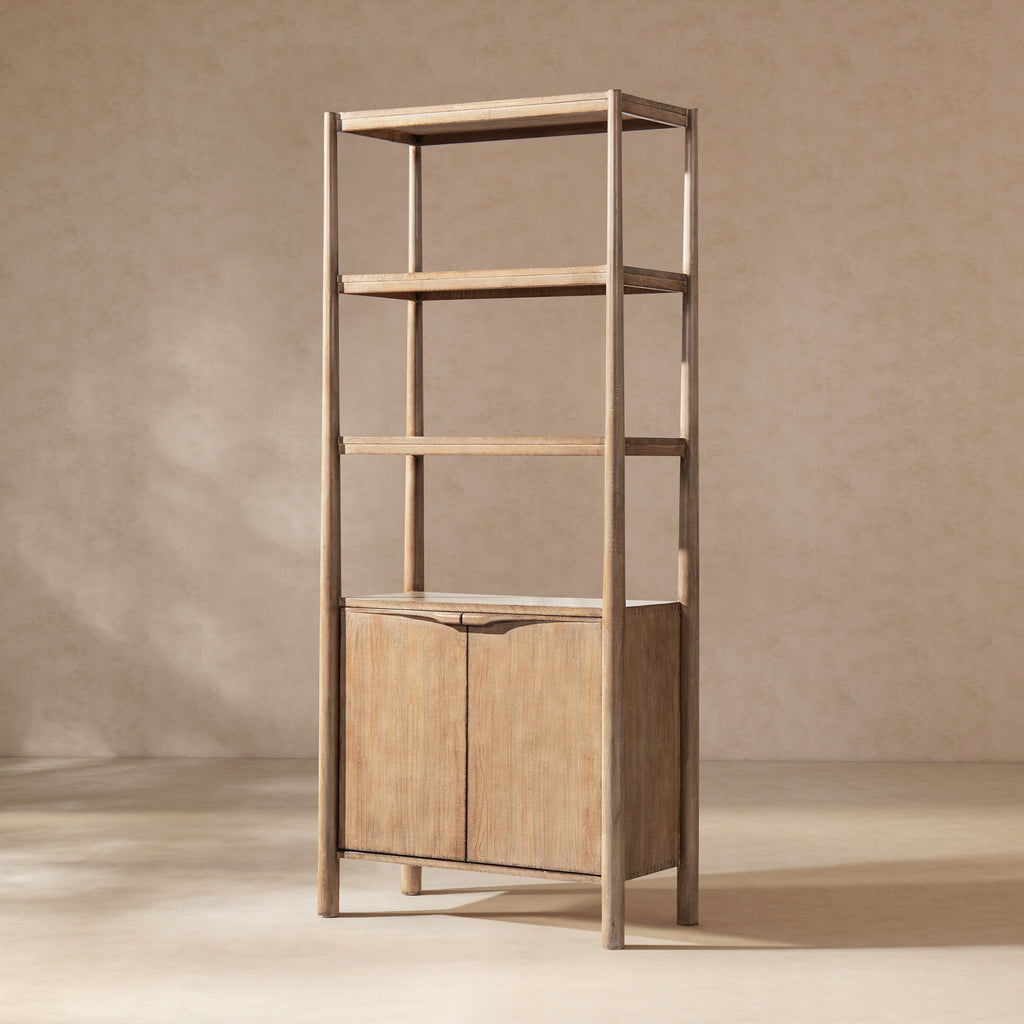 Nolan 86" Reclaimed Wood Bookcase with Lower Cabinet