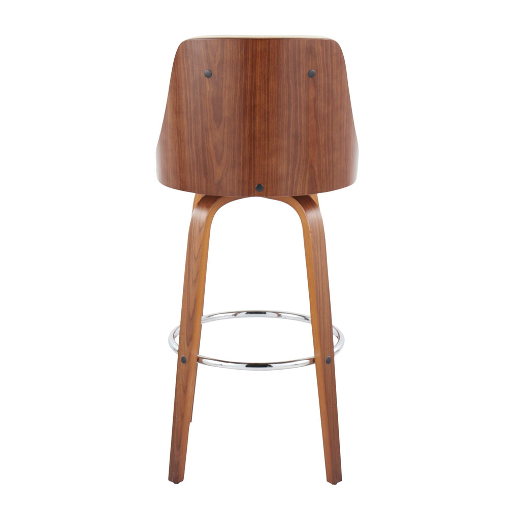 Mid-Century Modern Swivel Barstool Set with Round Footrest - Multiple Colors
