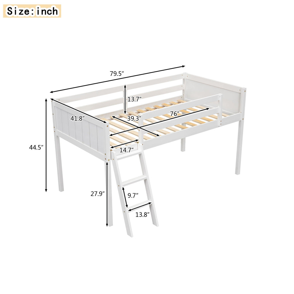 Low Loft Bed With Adjustable Ladder