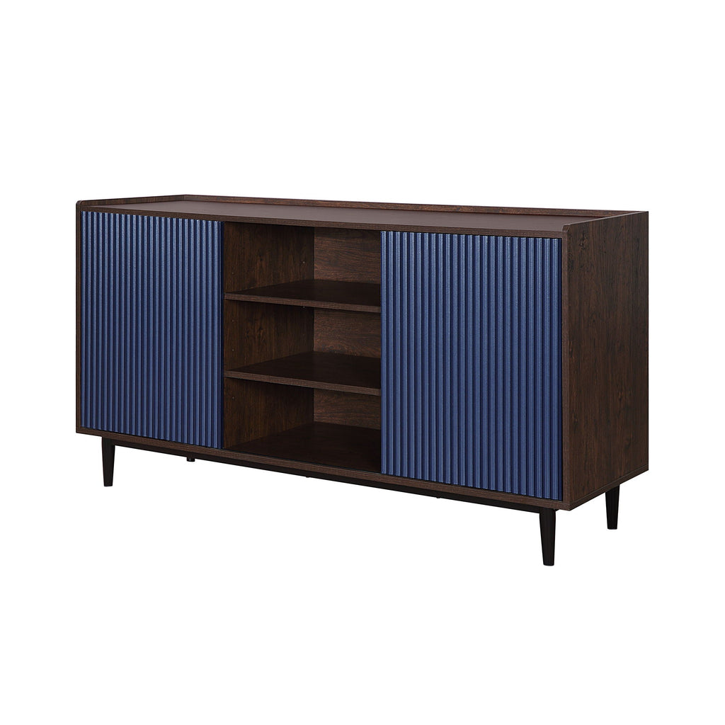 Fluted Sideboard with Adjustable Storage - Black or Blue