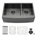 Double Bowl Farmhouse Sink, Stainless Steel Apron Front