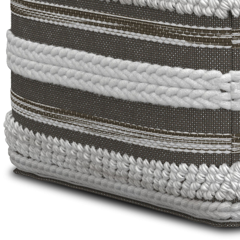 Handcrafted Square Pouf with Supportive Polystyrene Filling - Beige or Dark Gray