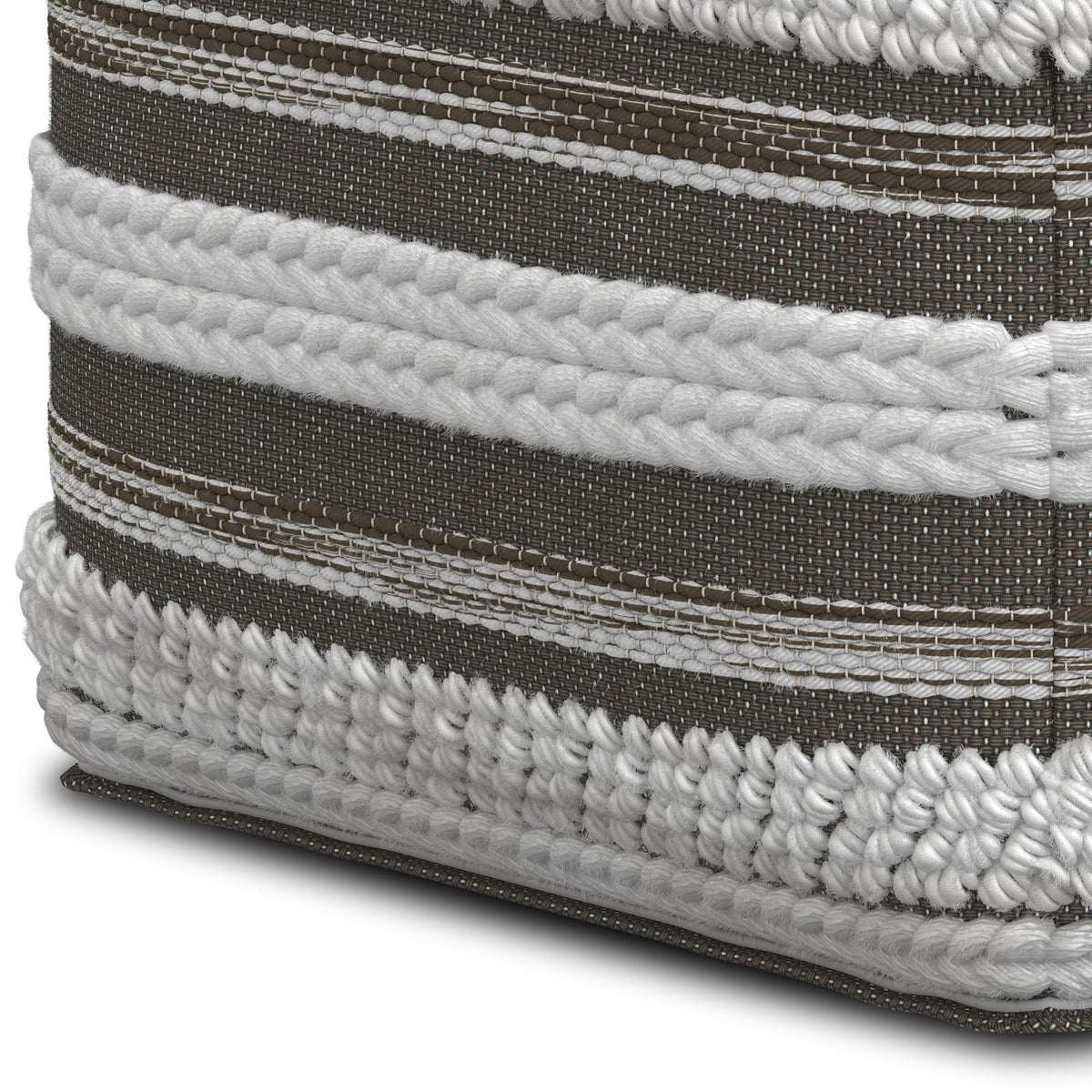 Handcrafted Square Pouf with Supportive Polystyrene Filling - Beige or Dark Gray