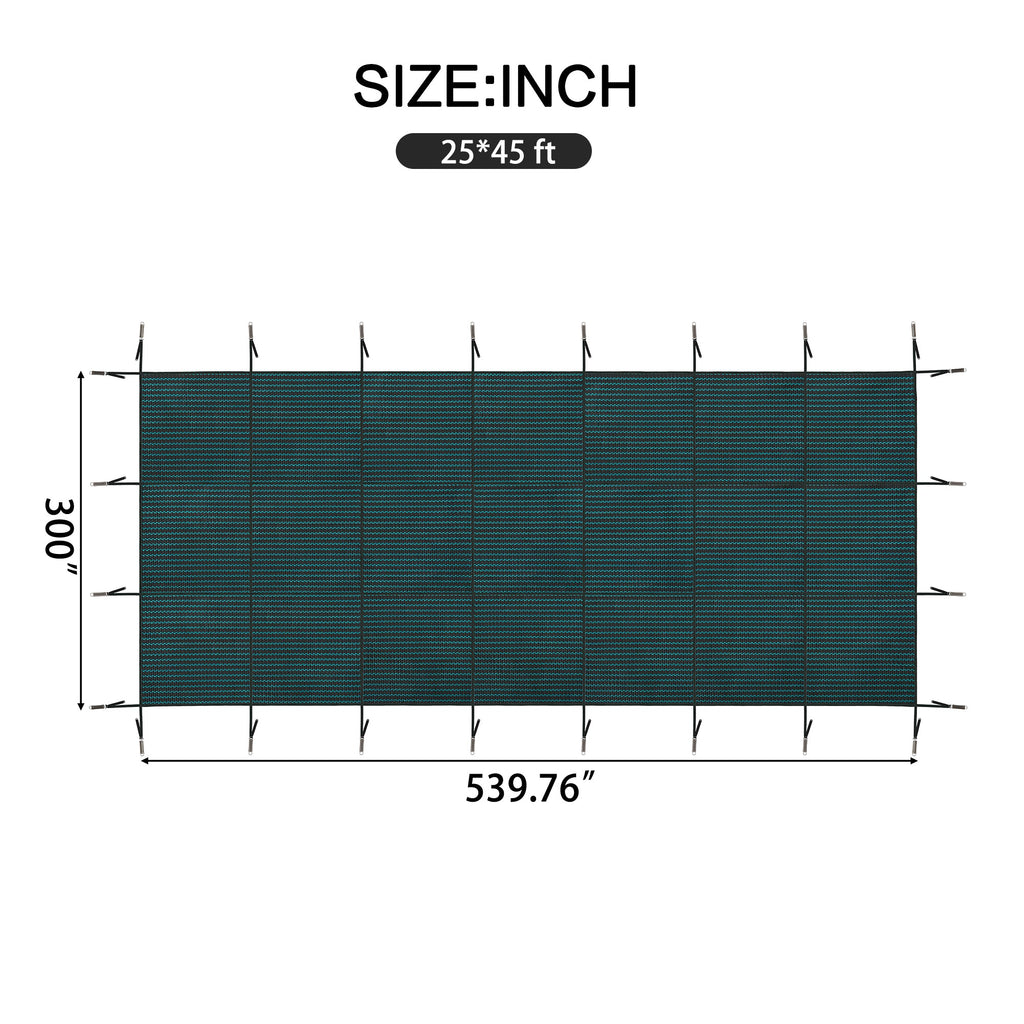 Polypropylene Mesh Swimming Pool Safety Cover with Hardware - Green or Blue