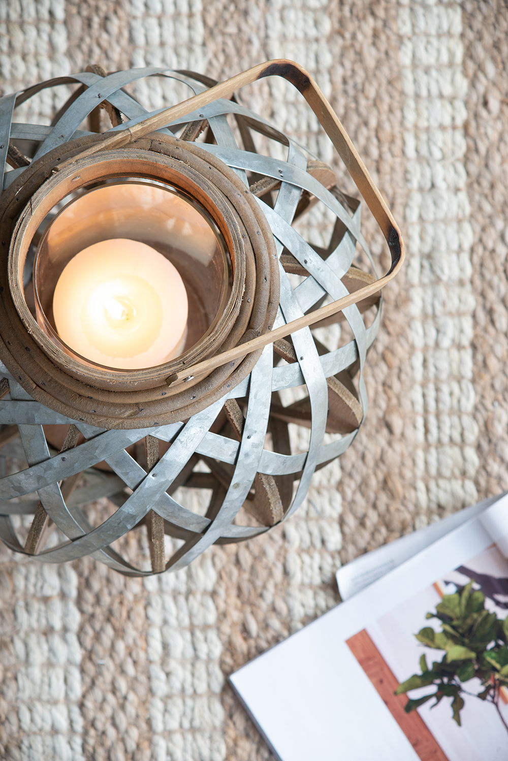 Decorative Lantern With Handle - Silver