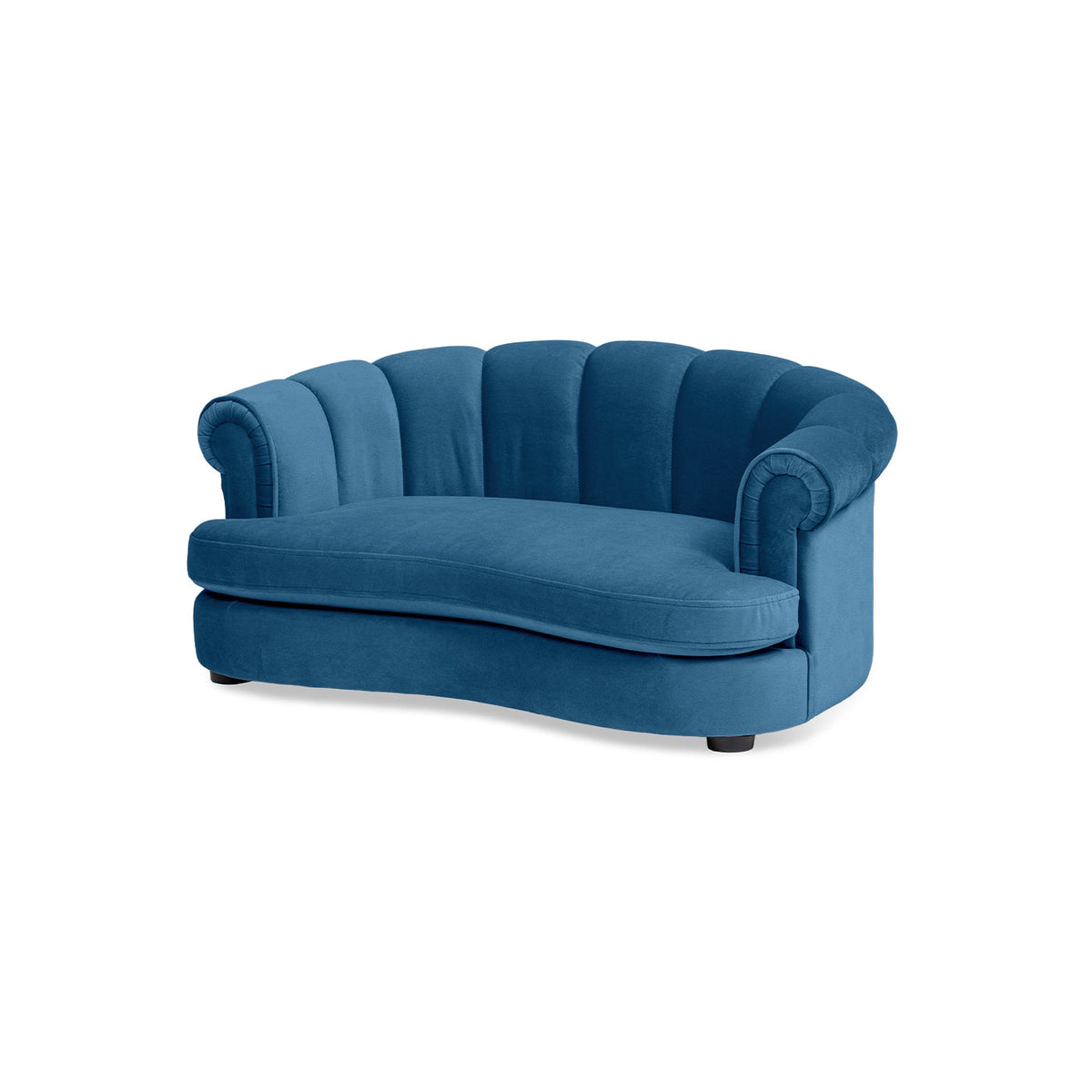 Halle 35.5" Rolled Arm Channel-Tufted Dog Sofa Bed with Velvet Upholstery - Satin