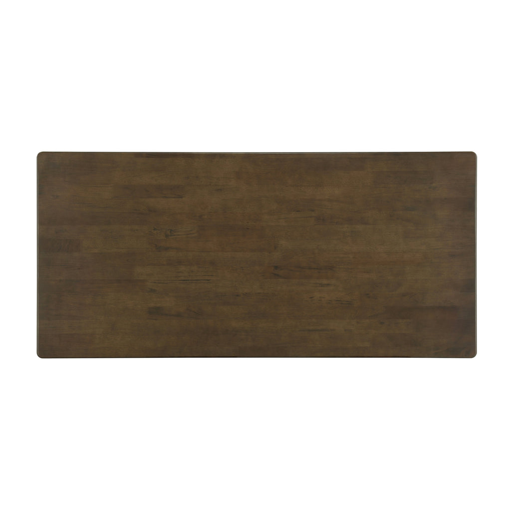Walnut Rubber Wood Dining Table with Rattan Accents - 70.87"L