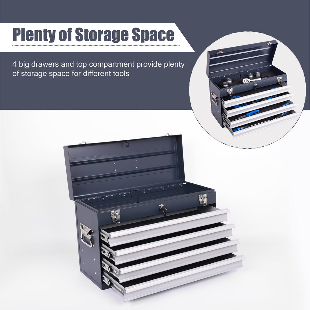 21-Inch Heavy Duty Metal Tool Box with 4 Drawers - Multiple Colors