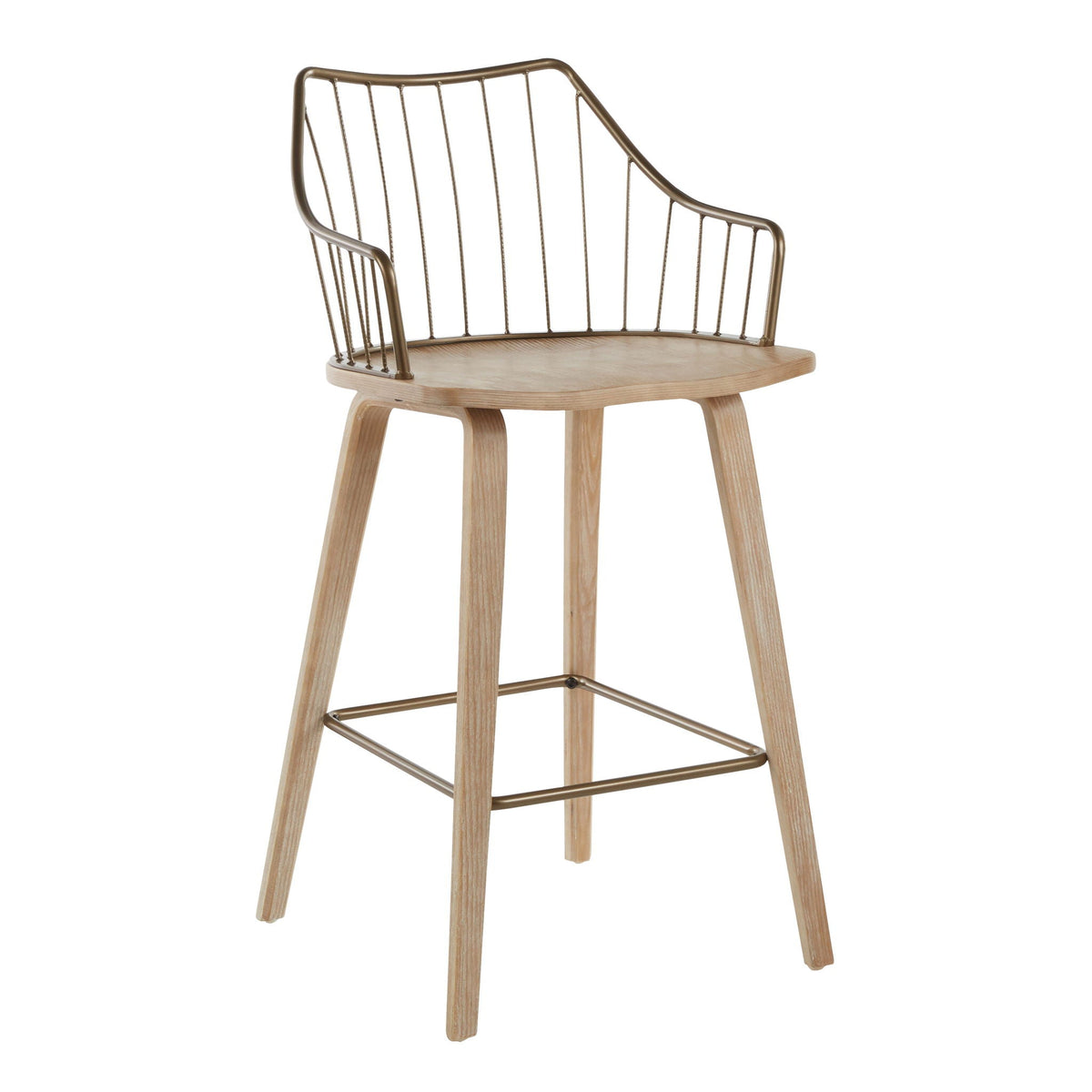 Farmhouse Counter Stool with Metal Spindle Back - Beige or Black