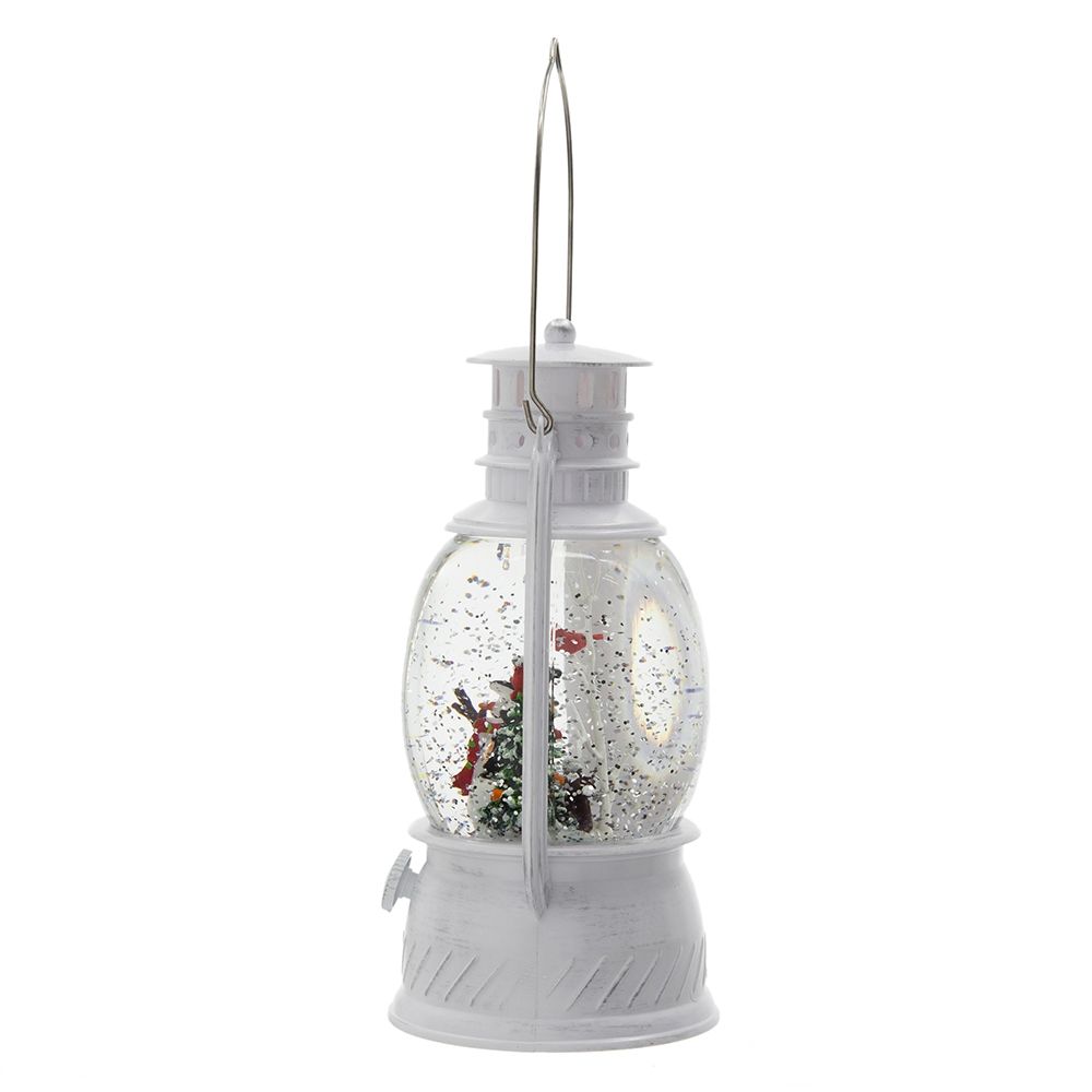 Christmas Lantern with Snowman & Tree LED and Water Spinning - White / Multi