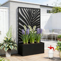 Raised Metal Planter Bed with Decorative Privacy Panel - Freestanding or Wall Mounted