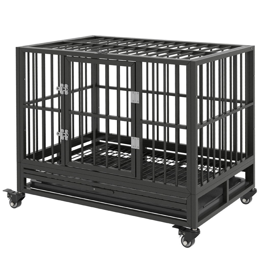 Pawhut 36" Heavy Duty Dog Crate Metal Cage Kennel