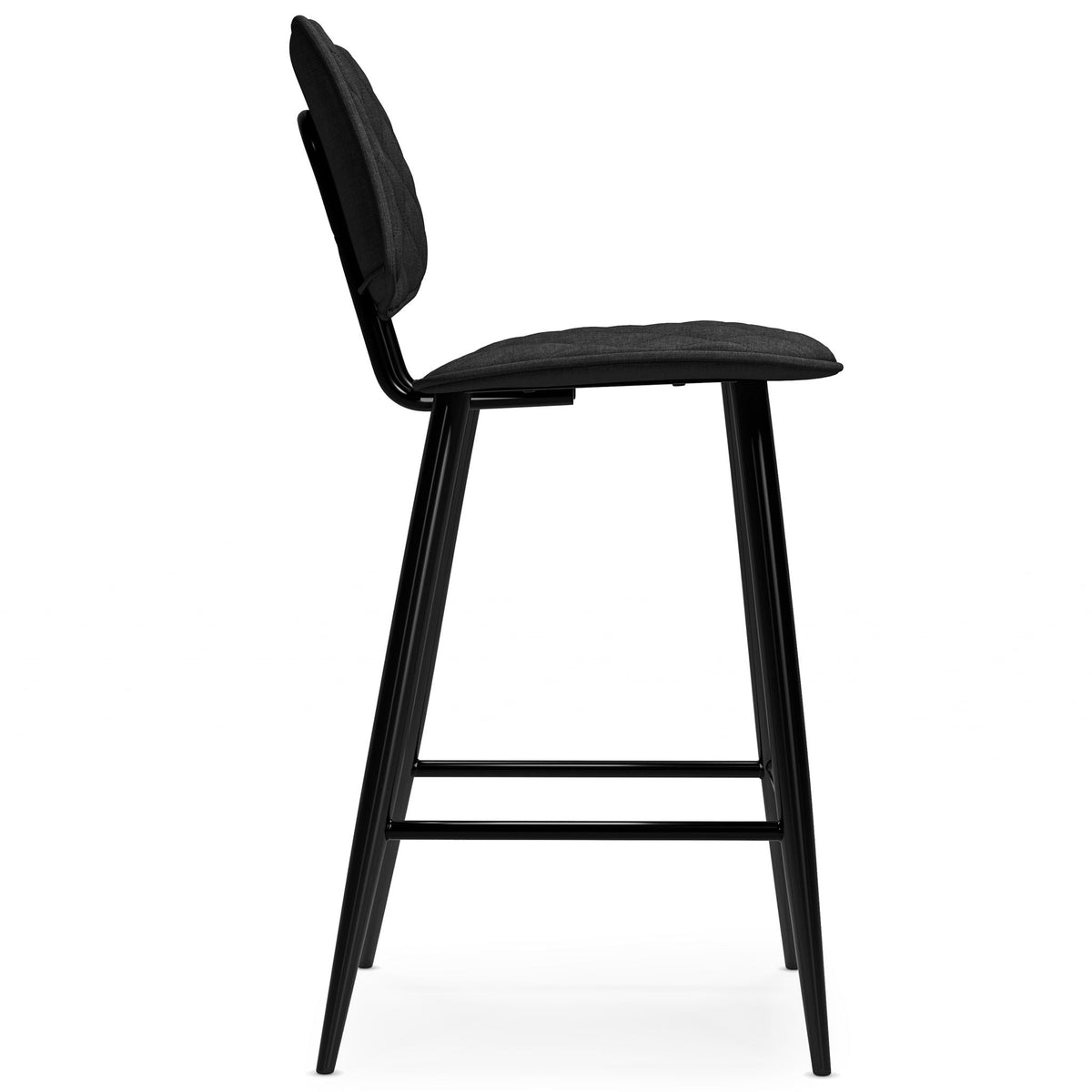 Upholstered Counter Height Stool Set with Quilted Seat – Black or Dark Gray