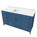 60" Solid Wood Bathroom Vanity with Carrara Sink - Blue or White