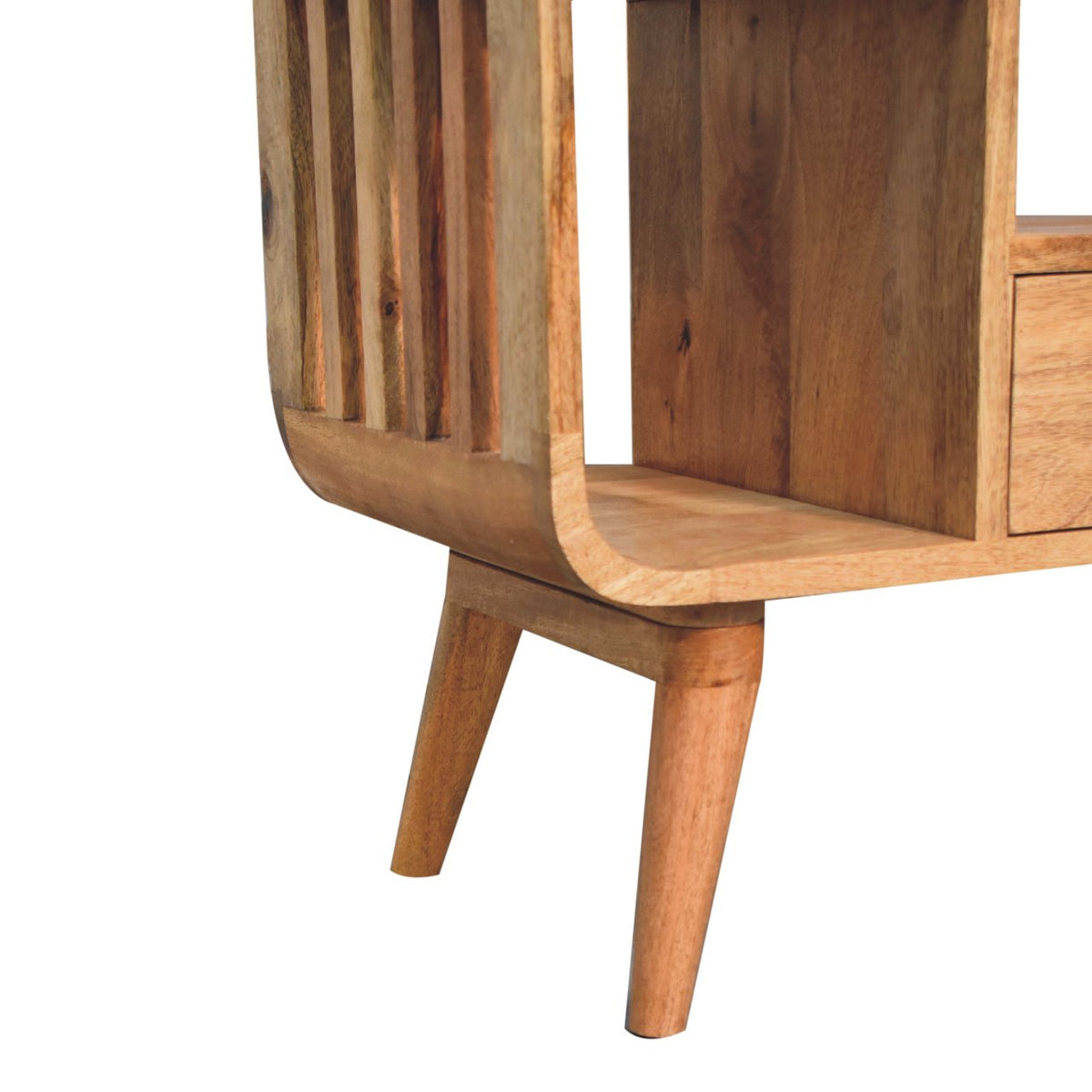 Solid Wood Nordic Media Unit with Ridged Design - Natural Oak