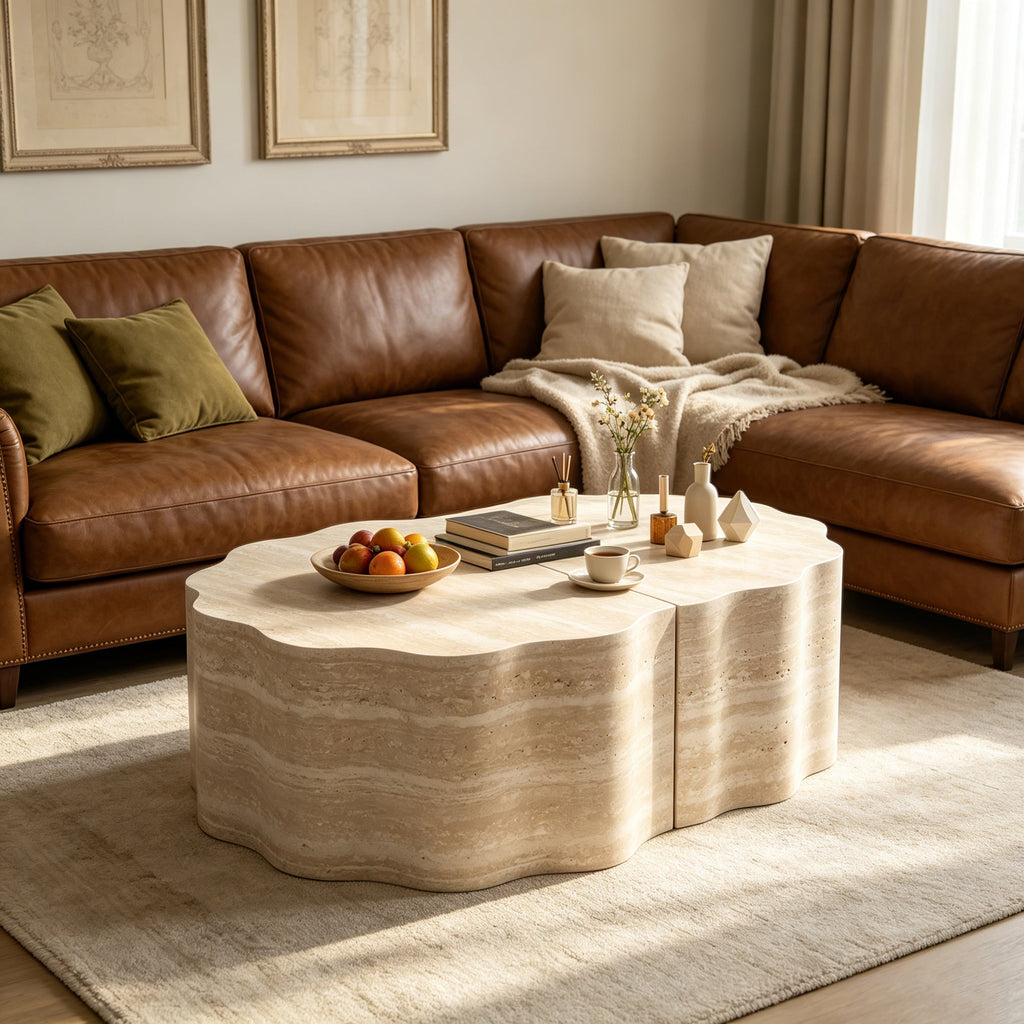 Round Coffee Tables Set of 2 with Modern Minimalist Design - Wood & MDF