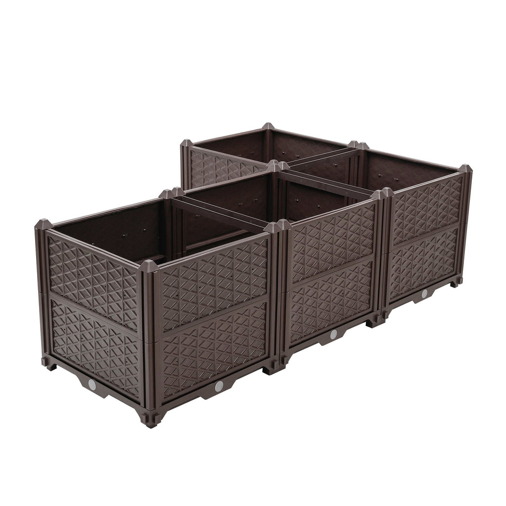 Indoor / Outdoor Rectangular Plastic Planting Box Kit For Vegetables, Herbs, Flowers & Succulents, Coffee, Polypropylene, 62.80" - Coffee