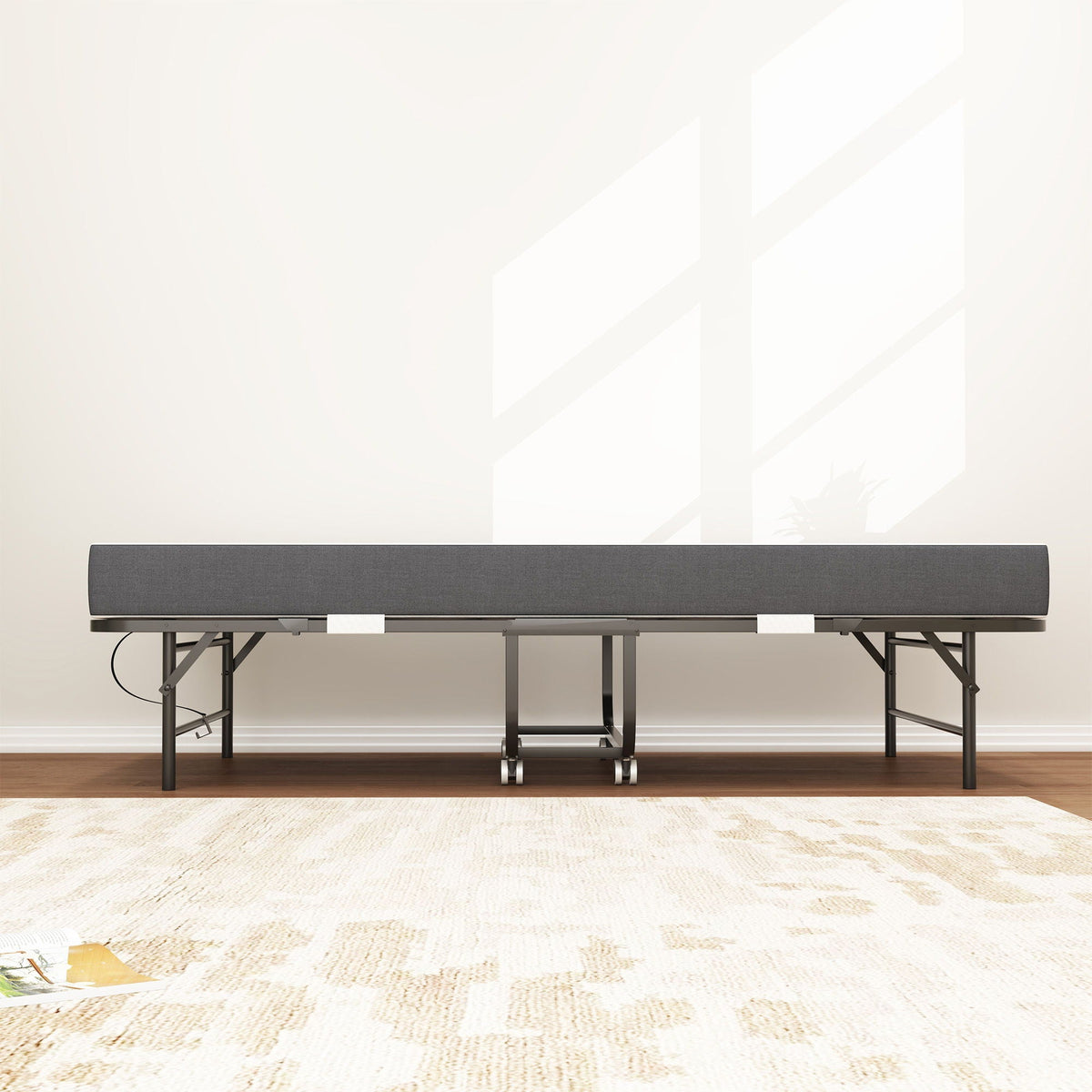 Twin Extra Long Folding Bed for Tall People with Memory Foam Mattress - Black