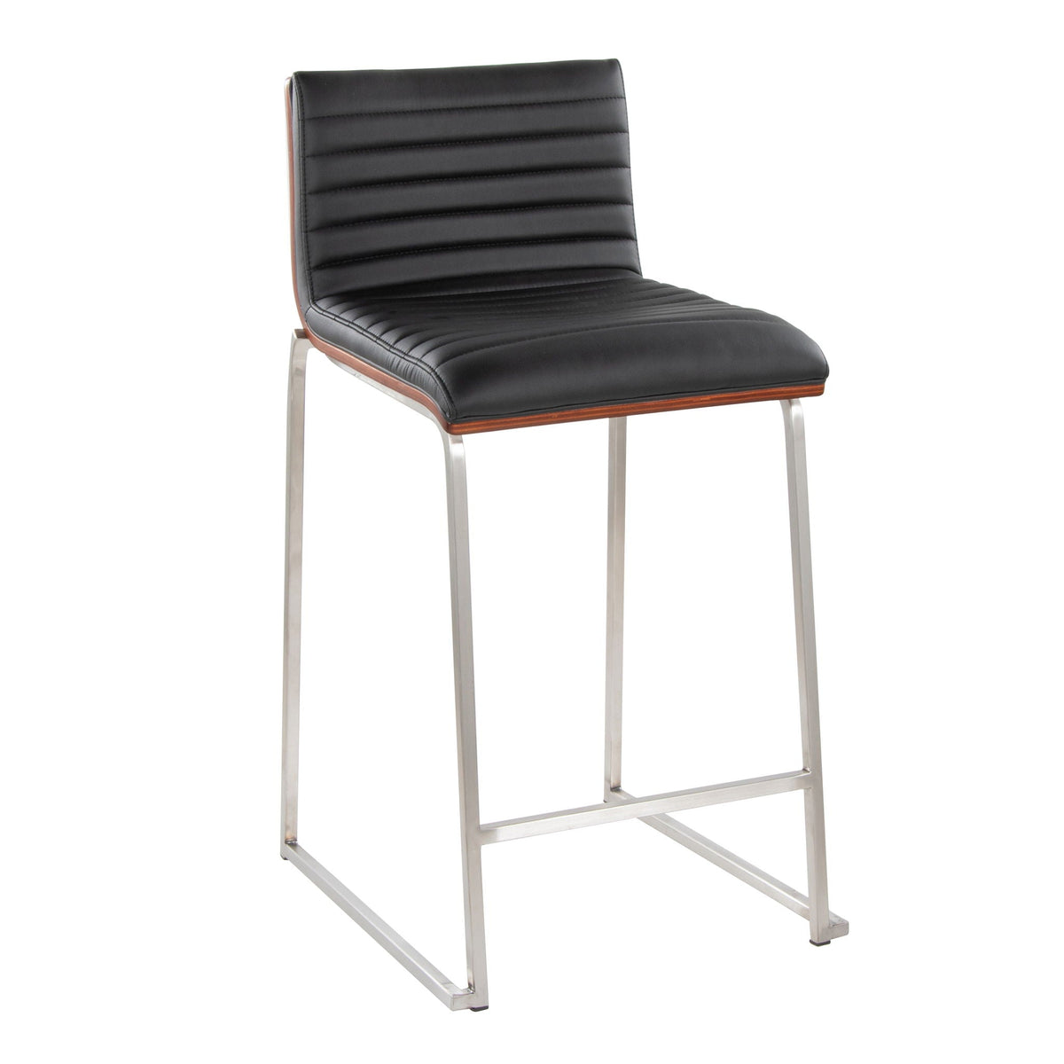 Contemporary Fixed Height Counter Stools with Tufted Upholstered Seats - Black