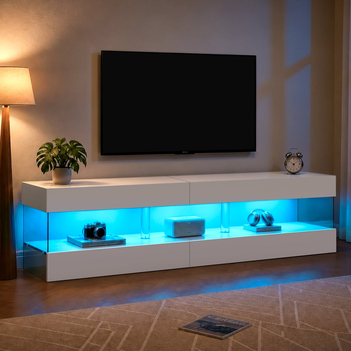 Modern TV Stand for 70 Inch TV with Ample Storage - Particle Board