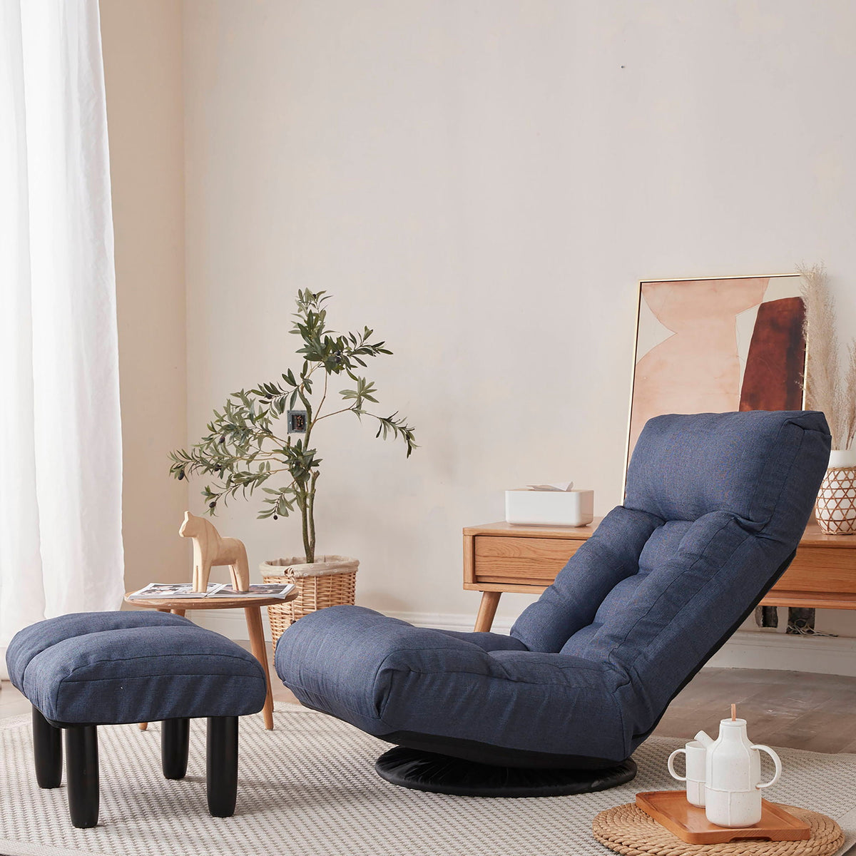 Adjustable Japanese Reclining Floor Chair Sofa With Metal Frame