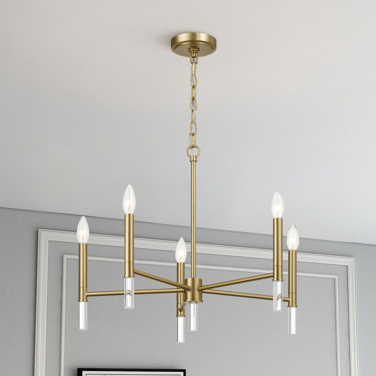 Courtyard 5 Light Candle Chandelier - Clear / Gold