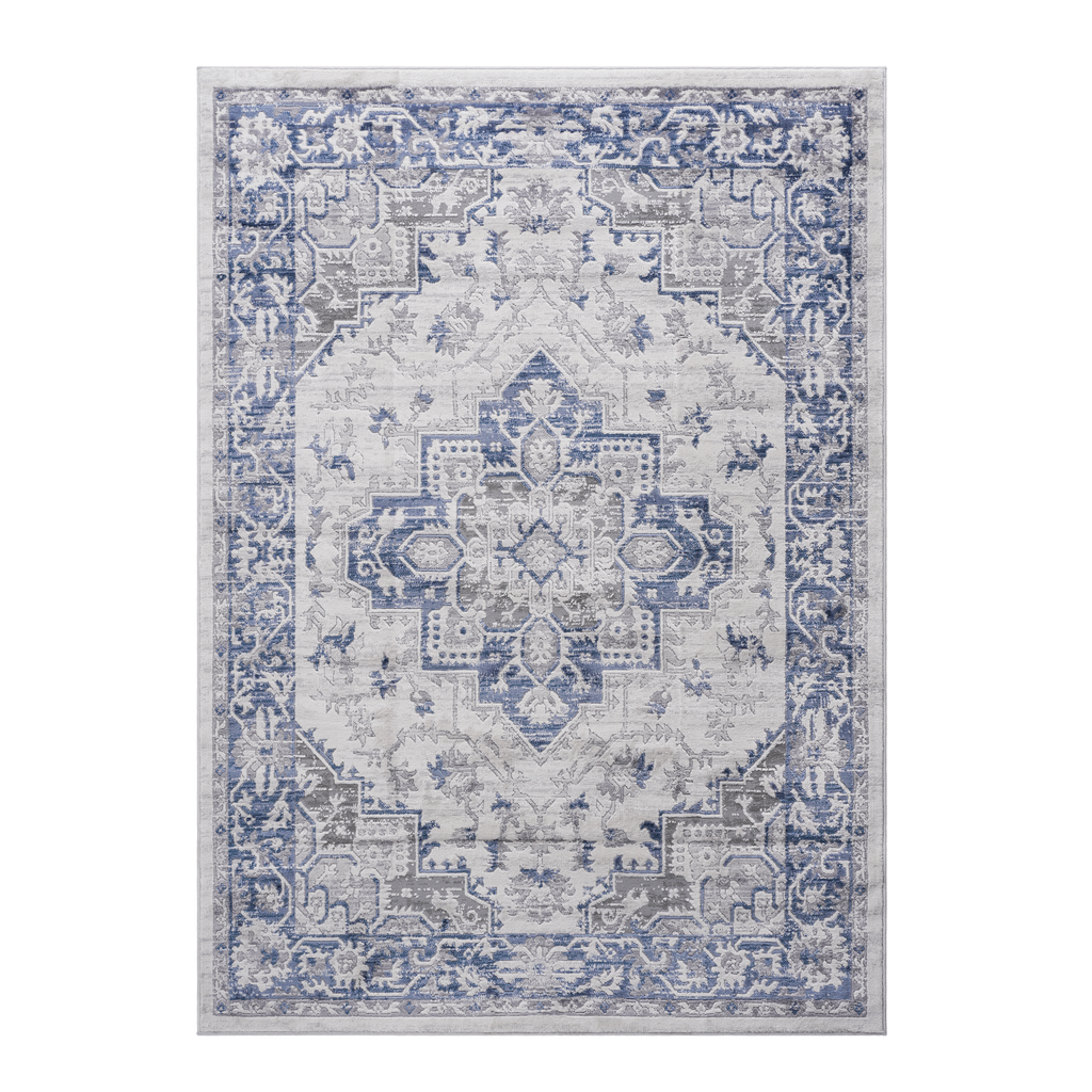 Trendy Polyester Area Rug - Marfi Collection 2x3 with Easy-Care Finish - Multi, Blue+Grey, or Ivory