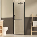 Frameless Pivot Shower Door with Clear Tempered Glass - Matte Black
