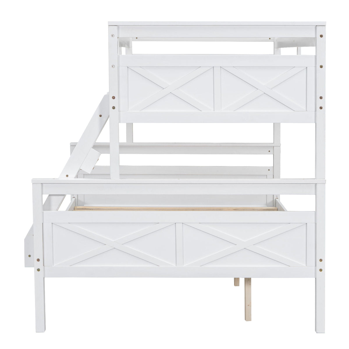 Twin Over Full Bunk Bed with Ladder and Storage Options - White or Dark Gray