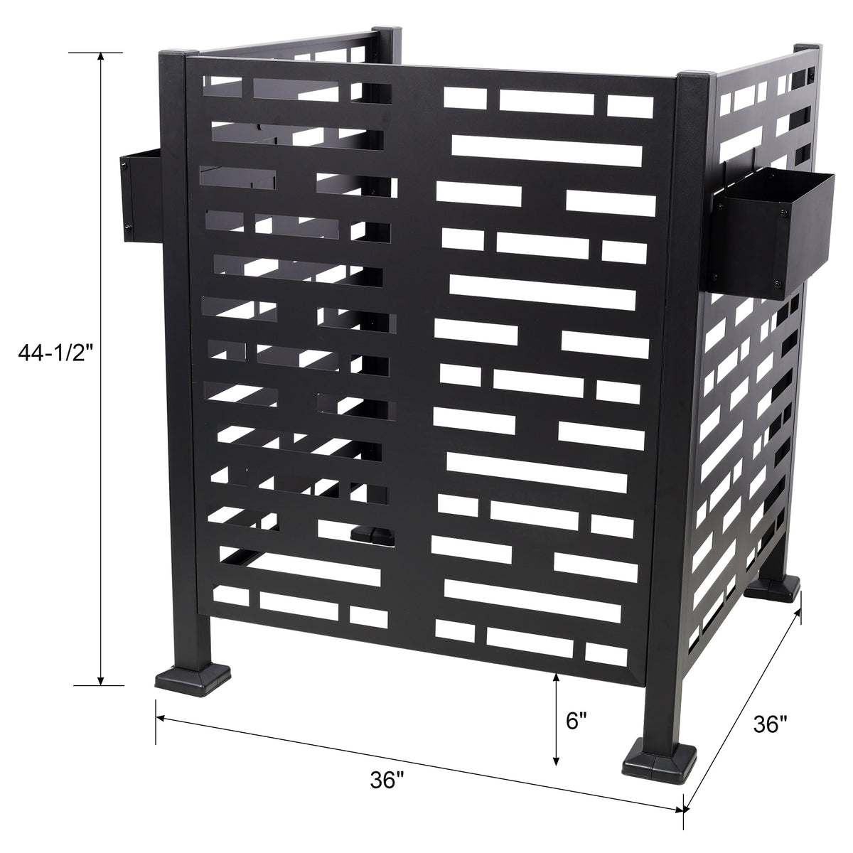 3x3 Ft Metal Air Conditioner Privacy Fence with Planter Boxes - Black