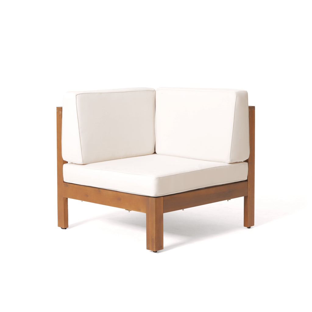 Outdoor Wooden Sectional Set with Cushions - Beige