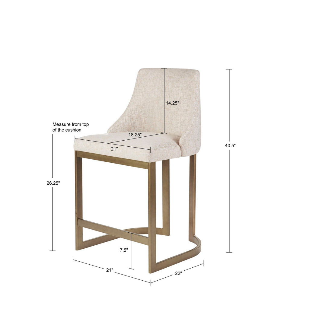 Upholstered Counter Stool with Metal Base – Cream