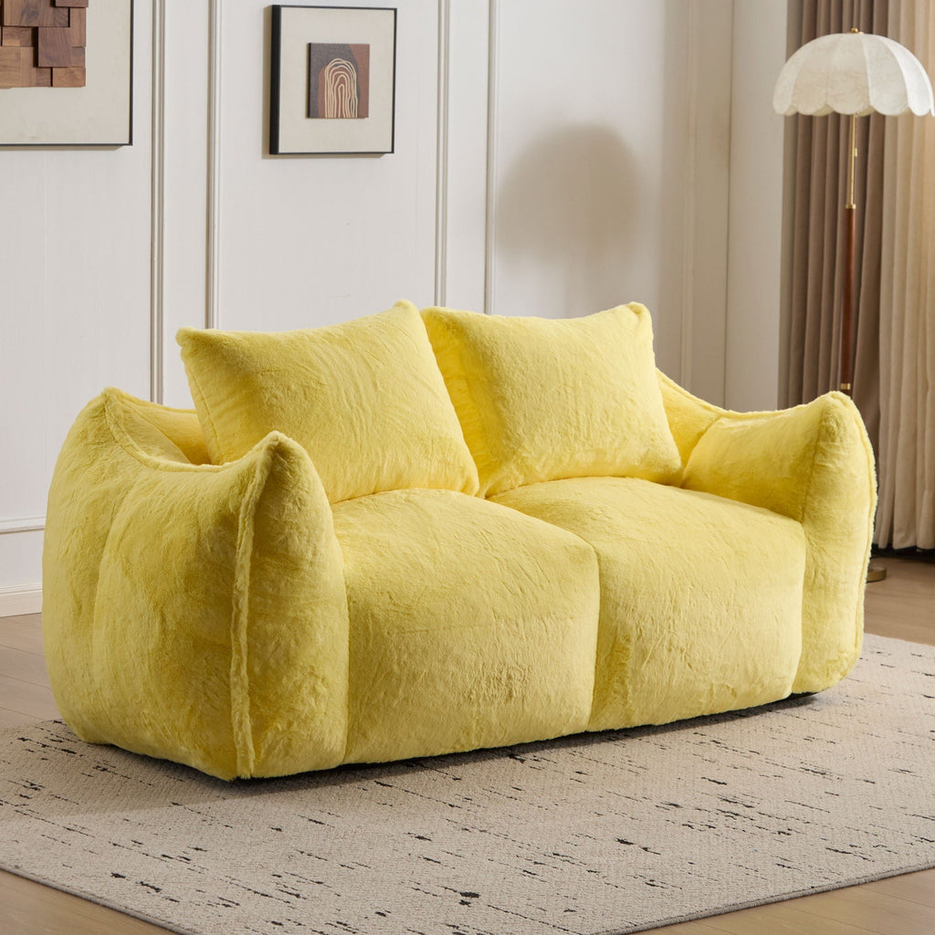 Ultra Soft Faux Fur Bean Bag Loveseat with Shredded Sponge Filling - Multiple Colors