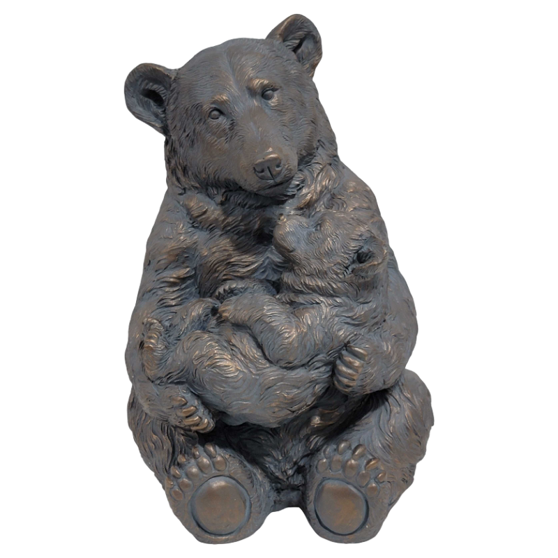 Antique Bronze Mother and Cub Bear Statue with Realistic Detail - Bronze