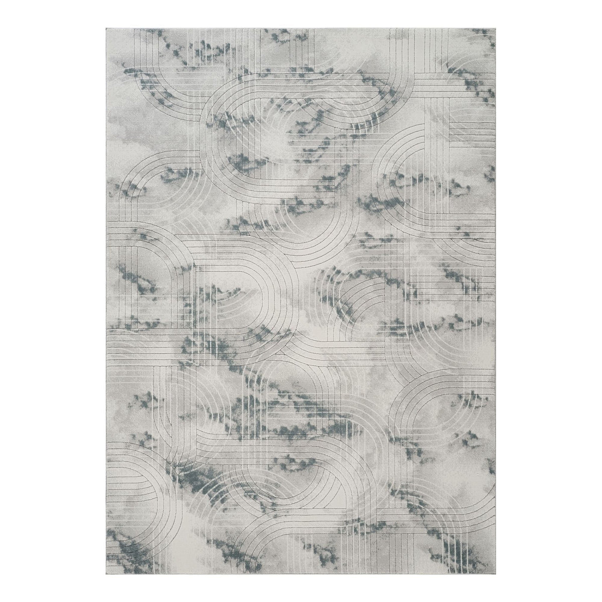 Geometric 3D Effect Area Rug with Ultra-Soft Polyester - Ivory / Gray