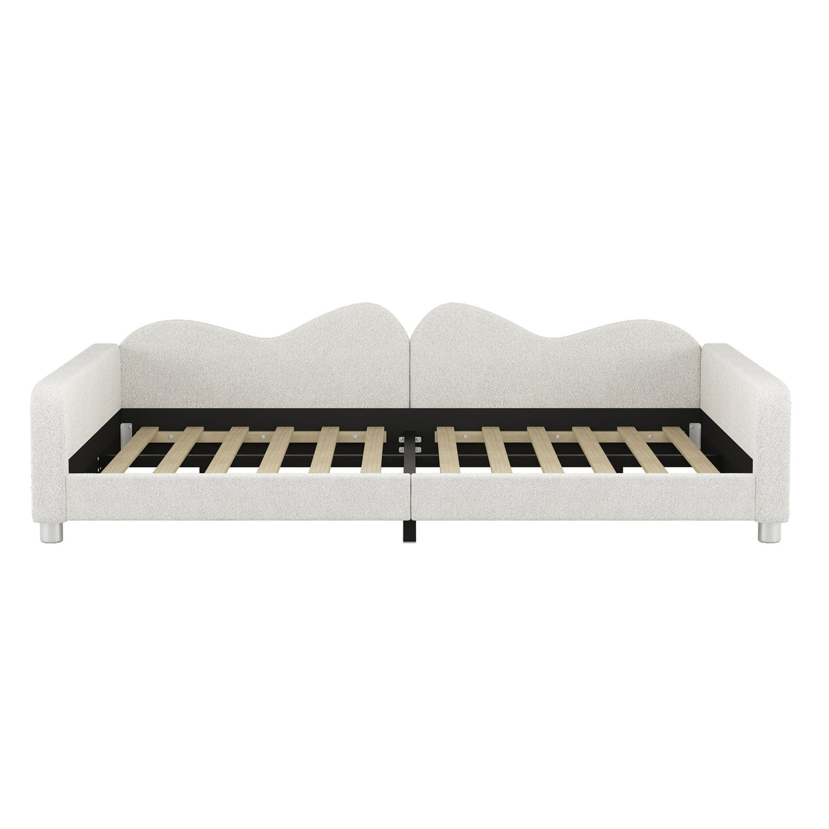 Upholstered Daybed with Cloud-Shaped Backrest - Full Size, Sherpa Fabric